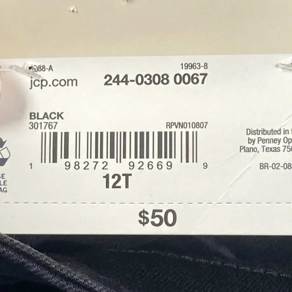NWT St Johns Bay Women's Size 12T (32x32) Skinny Jeans Black Slimming Mid Rise